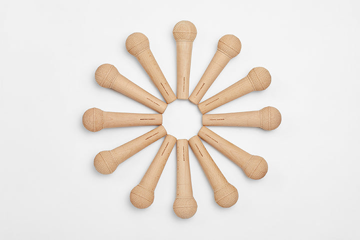 Wooden toy shop microphone